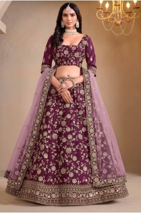 Lehenga Choli in Wine  Art silk with Embroidered LC8226