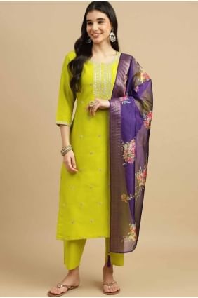 Lemon Straight Pant Suit in Digital print Chiffon SK154997