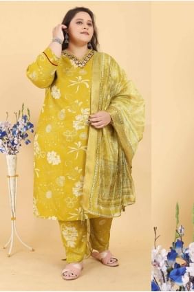 Rayon Digital print Mustard  Straight Pant Suit with Dupatta SK155009