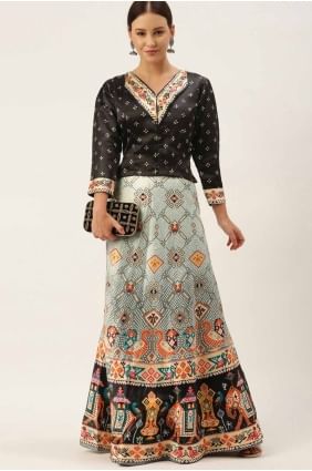 Multicolor Satin Digital print Lehenga Choli with Dupatta LC8239