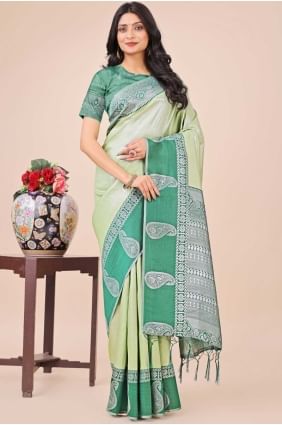 pista  silk sari with weaving SR28464