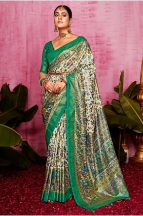 tussar silk off white  sari in weaving SR28470