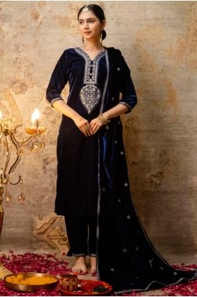 Velvet Velvet Salwar Kameez with Embroidered SK155601