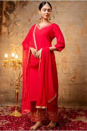 Pink Salwar Kameez in Silk with Embroidered SK155605
