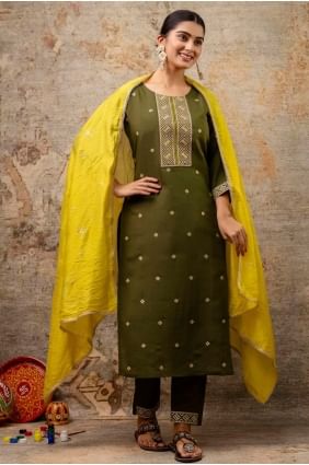 Mahendi  Embroidered Straight Pant Suit in Silk SK155607-1