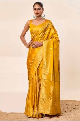 Silk Yellow Saree in Embroidered SR28555