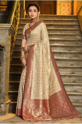 Navy blue  Embroidered Saree in Banarasi silk SR28574