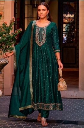Rama Anarkali Suit in Silk with Embroidered AS4134