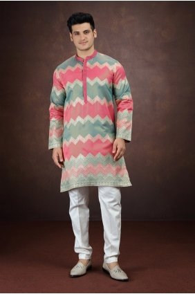 Art silk Weaving Multicolor Men Kurta with Dupatta KURR647