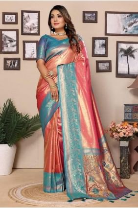 Banarasi silk Pink Saree in Weaving SR28335