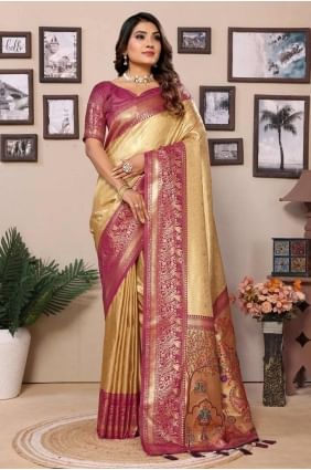 Banarasi silk Saree in Beige  with Weaving SR28336