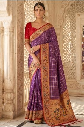 Weaving Banarasi silk Saree in Purple SR29987