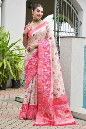 Resham,zari Banarasi silk Saree in Pink with Blouse SR29788