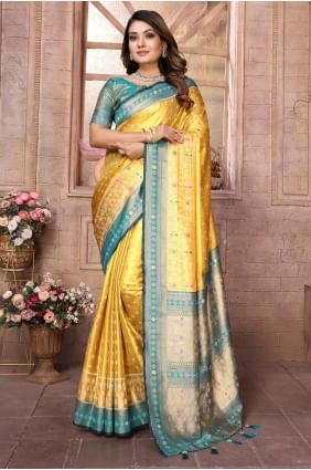 Banarasi silk Saree with Weaving in Mustard  SR28367