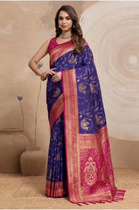 Violet Zari Banarasi silk Saree SR29651