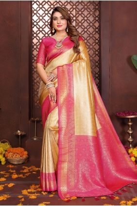 Banarasi silk Saree with Weaving in Yellow SR29755