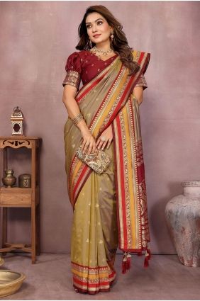 Beige Handloom silk Saree with Weaving SR29751