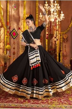 Black Viscose Lehenga Choli with Embroidered LC8544