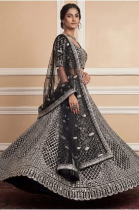 Black Thread Net Lehenga Choli LC8925