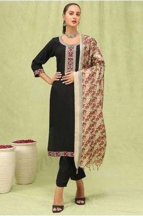Printed Viscose Black Salwar Kameez with Dupatta SK15752