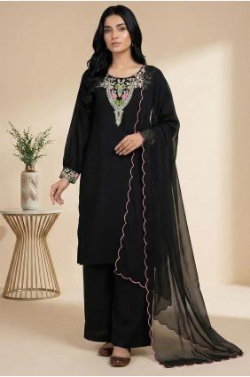 Salwar Kameez in Black Faux georgette with Sequins SK15653