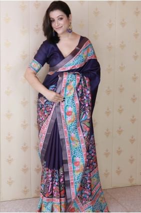 Blue Saree in Tussar silk with Weaving SR28501