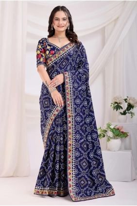 Blue Silk Saree with Printed SR28180