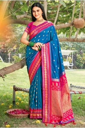 Weaving Silk Saree in Blue SR29530