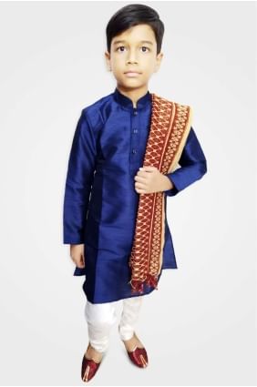 Navy blue Art silk Boy Kurta BYU0003