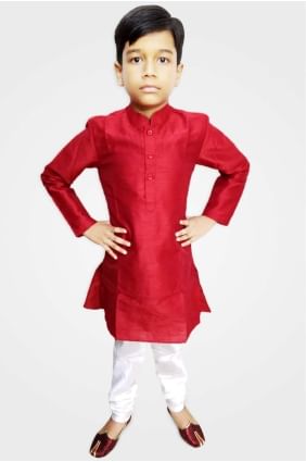 Red Art silk Boy Kurta BYU0004