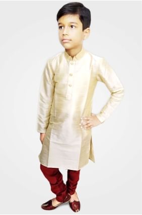 Cream Art silk Boy Kurta byu0010