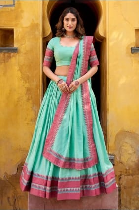 Thread Chanderi Lehenga Choli in Sky blue with Dupatta LC8883