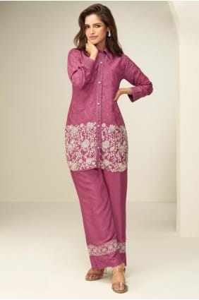 Pink Indo Western Kurti in Sequins Chiffon SK156097