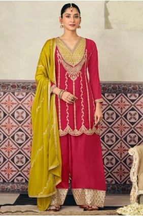 Zircon Chiffon Pink Palazzo Suit with Dupatta PZ4328
