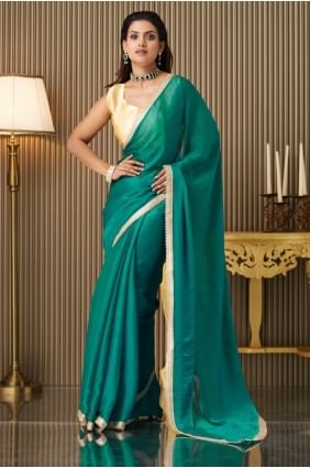 Chiffon Rama Saree in Plain SR28584