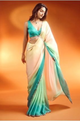 Chiffon Rama  Saree in Sequins SR28508