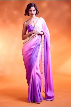 Chiffon Saree in Lavender  with Sequins SR28507
