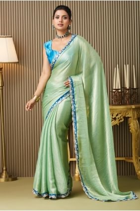 Chiffon Saree with Plain in Pista  SR28580