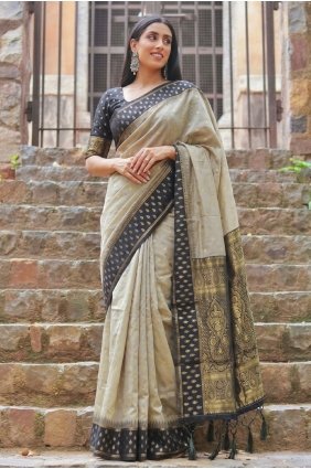 Saree in Chiku Cotton with Zari SR30237