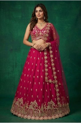 Pink Lehenga Choli with Embroidered Chinon chiffon LC9236