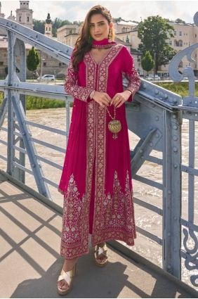Pink Palazzo Suit in Embroidered Chinon chiffon PZ4446