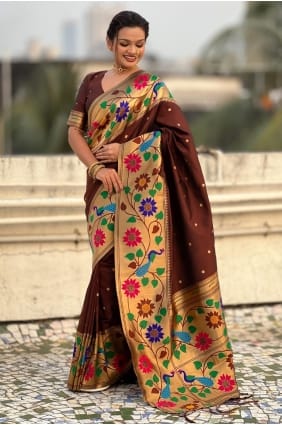Coffee Silk Saree with Weaving SR29510