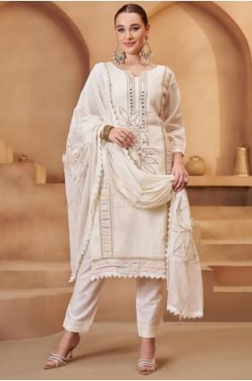 Off white Cotton Weaving Salwar Kameez SK155734