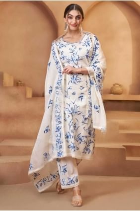 Salwar Kameez in Off white Cotton with Weaving SK155735