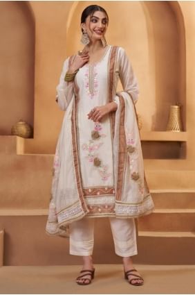 Cotton Weaving Off white Salwar Kameez SK155737
