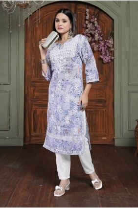 Cotton Salwar Kameez with Chikankari in Lavender  SK155035