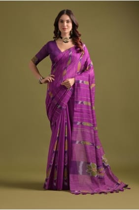 Purple Cotton Saree in Weaving SR29291