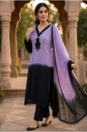 Lavender Stone with moti Crepe Straight Pant Suit SK159223
