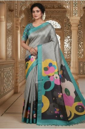 Green Saree with Printed Crepe SR29807
