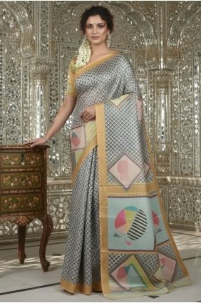 Mustard Printed Crepe Saree SR29814